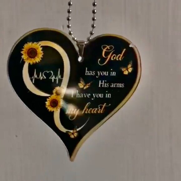 "Elevate Your Ride: Creative Cross Heart Shaped Car Rearview Mirror Pendant" 🚗✨ - Picture 3 of 9